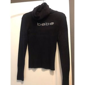 BEBE Logo turtleneck Sweater with Swarovski